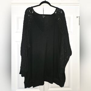 Torrid Cotton Modal Rib V-neck Lace Long Sleeve Top